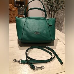 Coach Kacey Satchel/Tote Emerald Green Leather/ Chrome Hardware with Hangtag